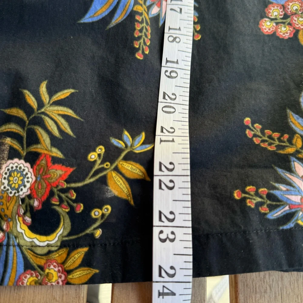 LOFT Black Floral Boho Balloon Sleeve Cotton Blouse XS Cottagecore Romantic